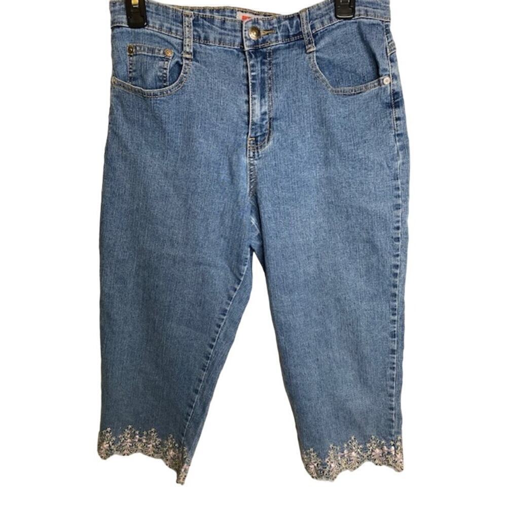 COS Jeans Medium Wash Cropped Embellished Denim Size 10P